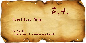 Pavlics Ada névjegykártya